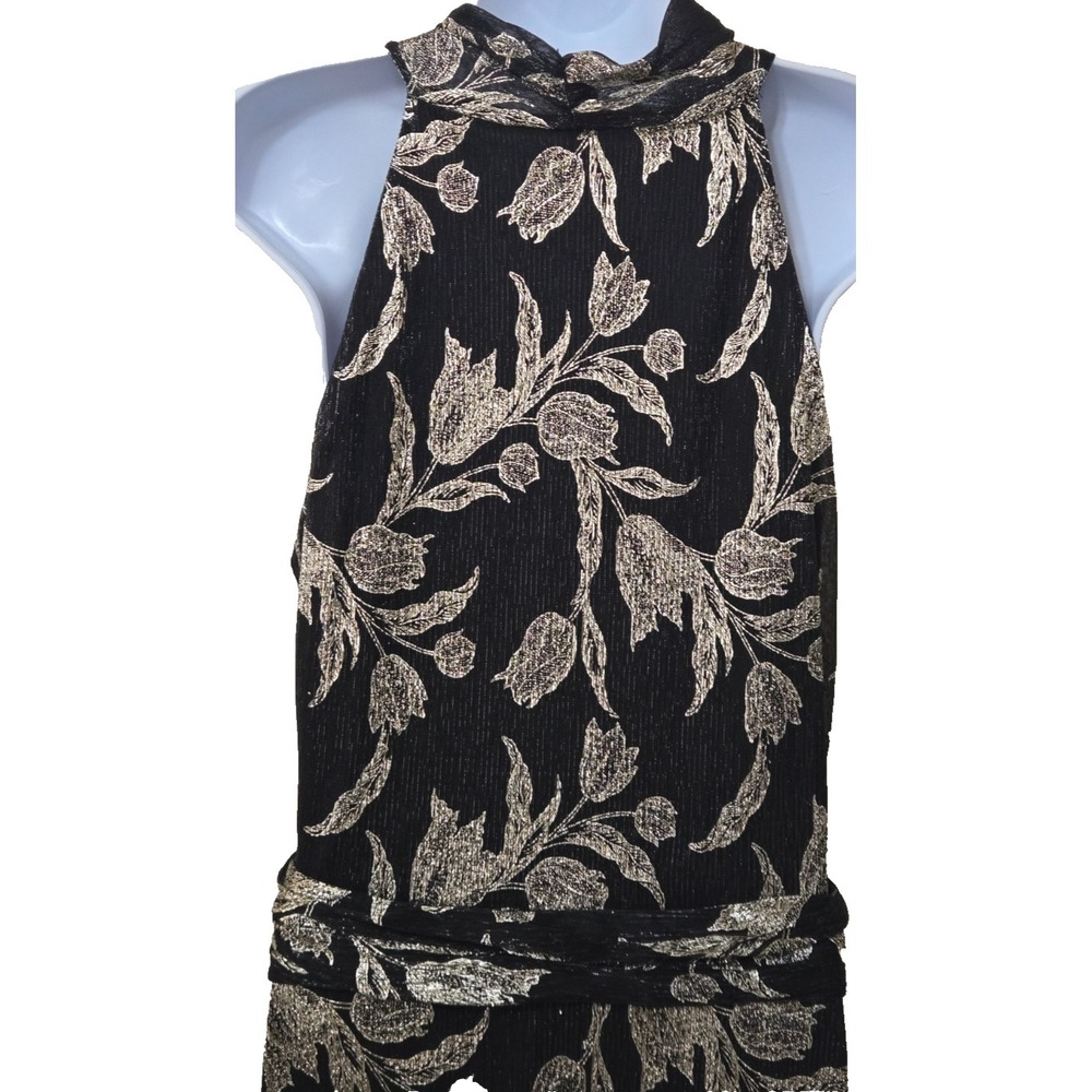 Betsy&Adam Black Gold Metallic Floral Sheath Gown Women's 16 Black/Gold NWT - Picture 7 of 16